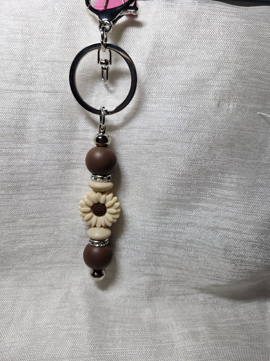 Porte clé pâquerette et feuilles