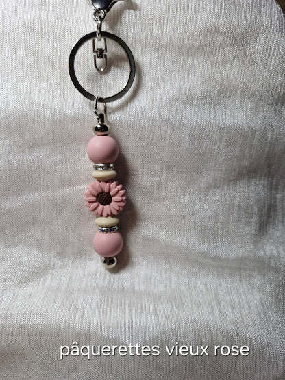 Porte clé pâquerette et feuilles